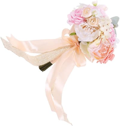 Rozenboeket Kunstbloemen - Bruidsboeket Imitatie - Bruiloft Decoratie - Nooit Verwelkt - 22x22x30cm - Roze
