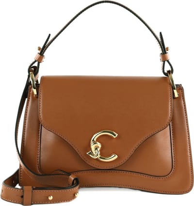 COCCINELLE Leren schoudertas handtas C-Me Calf Handbag Cuir Lichtbruin