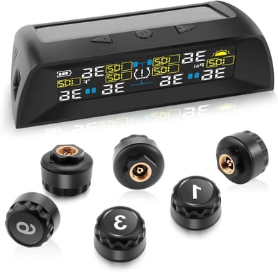 Bandenspanningscontrolesysteem - TPMS Systeem - Rijveiligheid Verbeteren - 6 Externe Sensoren - 144 PSI Max - Zwart