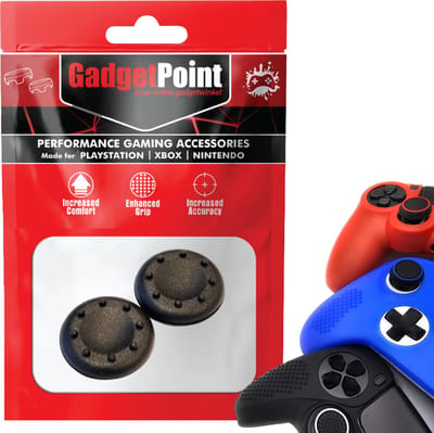 Gadgetpoint - Thumb Grips voor PlayStation, PS5, Xbox X/S, One & Switch Pro Controller - Gaming Thumbgrips - Performance Anti-Slip Thumbsticks - Bescherming Accessoires - Thumbgrips 8 stippen - Zwart