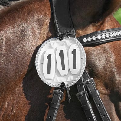 Paardenstartnummer met kristallen stenen USG