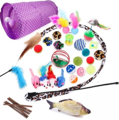 Kattenspeelgoed Set XL – 28 Stuks – Intelligentie en Actief Speelplezier