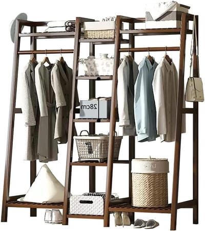 Bamboe kapstok - Kledingrek organizer - Ruimte organiseren - 4-in-1 ontwerp - 130x40x140cm - Natuurlijk bamboe