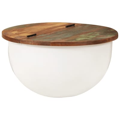 vidaXL - Salontafel - 50x27 - cm - massief - gerecycled - hout - wit