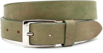 Leren kinderriem groen - 3.5 cm breed - Leer - Jeans riem - Stoer - Maat 60