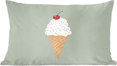Sierkussens - Kussentjes Woonkamer - 60x40 cm - Illustratie - Ijsje - Spikkels - Kers