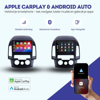 CarPlay autoradio geschikt voor Hyundai i30 | 2007 t/m 2012 | Android 13 | Draadloos Apple CarPlay & Android Auto | 2GB + 32GB | QuadCore processor | Denago DNG-A191 | 2025 model | Bluetooth & Wifi