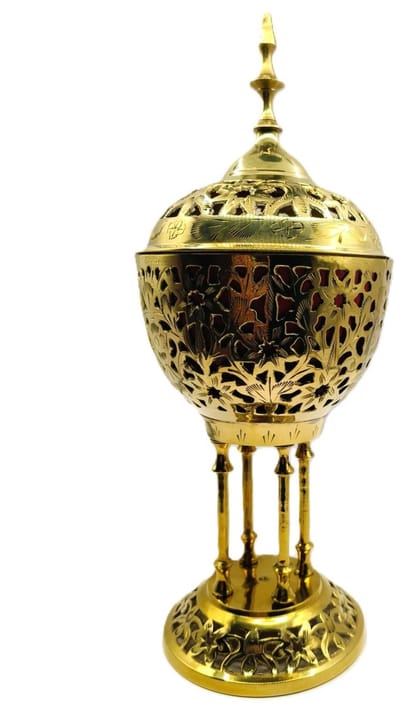 Akropol Wierookbrander - Staande Koperen Wierookpot - Hoge Klassieke Wierookbrander 20cm.