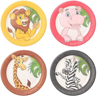 Ronde borden karton wilde dieren Ø 23 cm FSC jungle safari (20 stuks)