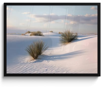 Poster in lijst - Fotolijst 80x60 cm - Posters - Duinen - Gras - Wolken - Beige - Posterlijst zwart - Decoratie - Wanddecoratie woonkamer - Muurdecoratie slaapkamer