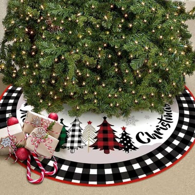 Kerstboomdeken - Boomrok - Kerstversiering - Zachte pluche stof - 120 cm - Rood zwart
