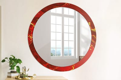 Coloray Bedrukte Spiegel - Rood marmer Spiegel Met Bedrukte Lijst - 100 cm - Rood Bedrukte Spiegel - Spiegel Met Bedrukte Lijst - Spiegel Met Decoratie - Spiegel Lijst Met Print