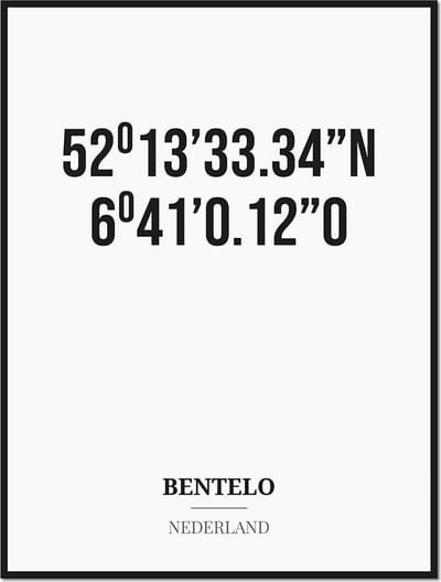 Poster/kaart BENTELO met coördinaten