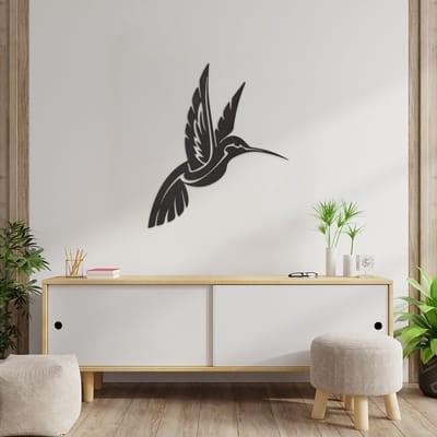 Wanddecoratie Kolibrie - Muurdecoratie Vogel - Muurdecoratie Hout - Wanddecoratie Hout - Muurdecoratie Woonkamer - Wanddecoratie Woonkamer - Wanddecoratie Industrieel - Wanddecoratie Dieren - Home Decor - Wall Line Art - 69 x 59 cm