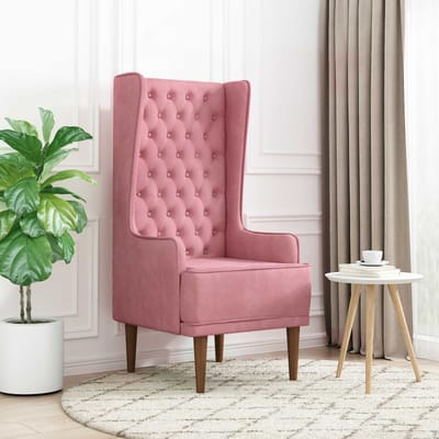 vidaXL - Gecapitonneerde - stoel - met - hoge - rugleuning - Roze - fluweel