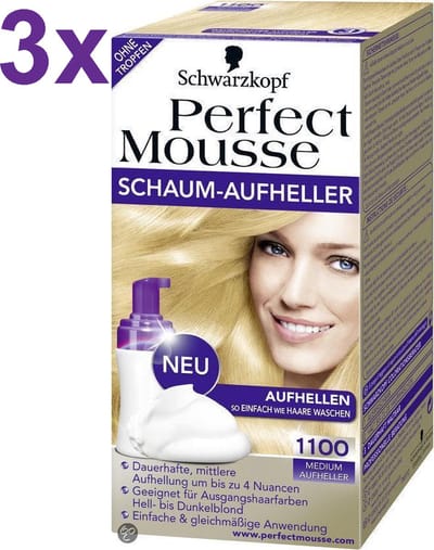 Schwarzkopf - Perfect Mousse - Haarverf - 1100 Medium A - 3 Stuks - Voordeelverpakking