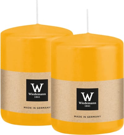 Wiedemann Cilinderkaars/stompkaars - 2x - geel - 6 x 8 cm - 29 branduren - zuilkaarsen