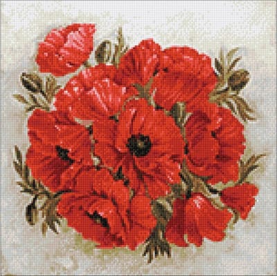 Wizardi Diamond Painting Kit Scarlet Poppies WD2470