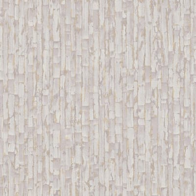 Strepen behang Profhome 786662-GU vliesbehang hardvinyl warmdruk in reliëf gestructureerd met metalen accenten mat grijs goud zijdegrijs crèmewit 5,33 m2