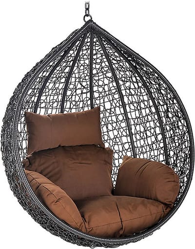 Mand hangstoel Polyrattan CIELO - Met kussens + ketting
