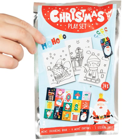 Traktatiesetje: Kleurboekje, Waskrijtjes & Stickervel - Kerst