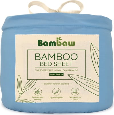 Bambaw Luxe Bamboe 1-Persoons Hoeslaken 140x200cm – Ultra ademende stof – Hypoallergeen – Beddengoed - Lichtblauw