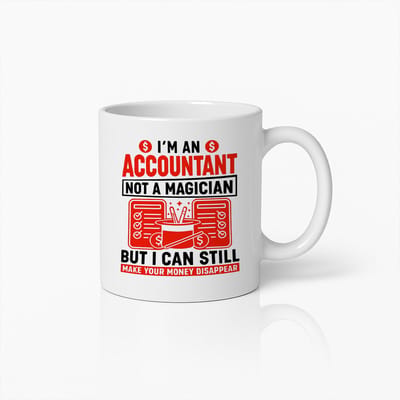Grappige Accountant Mok 330ml – Ik Ben een Accountant Geen Magiër Koffiebeker – Humoristisch Cadeau voor Accountants en Financiële Professionals