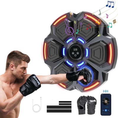 Muziek Boksmachine - Bokstrainer Bokszak - Thuis Training - 9 Snelheidsmodi - 41x41x6.5cm - Zwart