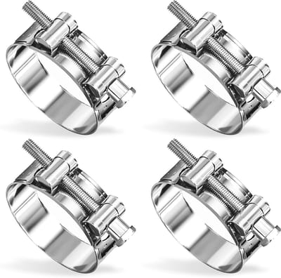 Set van 4 RVS Hinge Bar Klemmen voor Buizen 74-79 mm - Duurzame Slangklemmen voor Zwembaden, Universele Uitlaatklem voor Uitlaatpijp en Hinge Rod Klem voor Betrouwbare Bevestiging