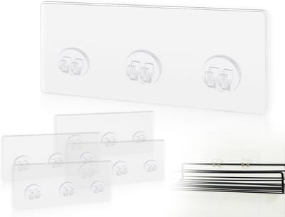Set van 4 Transparante Zelfklevende Haakjes voor Badkamerplanken, Waterdichte Wandhaakjes zonder Boren, Ideaal voor Handdoeken en Zeepdispensers