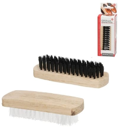 Zachte Schoenenborstels set 2 stuks - 13 cm - Hout schoenpoets zwart en transparant
