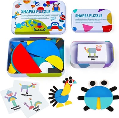 Kinderpuzzels / Educatief Leerspeelgoed / Educatieve Stapel-En Classificatiespellen Geometrisch Patroon Blok Tangram Puzzels