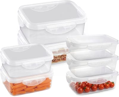 Plasticforte Vershoudbakjes set Classic - 7x stuks - vriezer en magnetron - kunststof - diverse maten - 800-1000-2000 ml