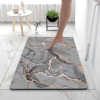 Badmat - Badkamermat - Douchemat - Diatomiet badmat - Absorberende Badmat - Voor Douche en Bad - 40 x 60 cm - Badmat - Badkamermat - Douchemat - Diatomiet badmat - Absorberende Badmat - Voor Douche en Bad - 40 x 60 cm - Grijs
