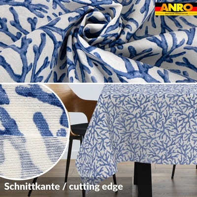 ANRO Tafelkleed Koraal Blauw 300x140cm Rechte rand Afwasbaar Waterafstotend Binnen & Buiten