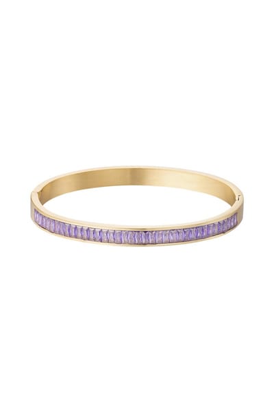 Bijoutheek Armband (Sieraad) Harde zirkonia stenen bangle goud Paars