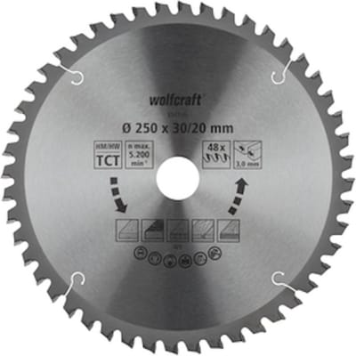 wolfcraft - Zaagblad 254x30mm voor Afkortzaag - 48 Tanden - Verstekzaag - Serie Oranje - 6548000