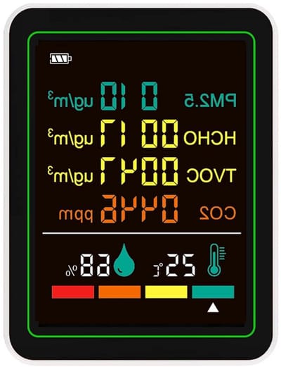 Luchtkwaliteitstester - Binnenluchtmonitor - Luchtkwaliteit Meten - 6-in-1 Detectie - 1200mAh Batterij - Wit