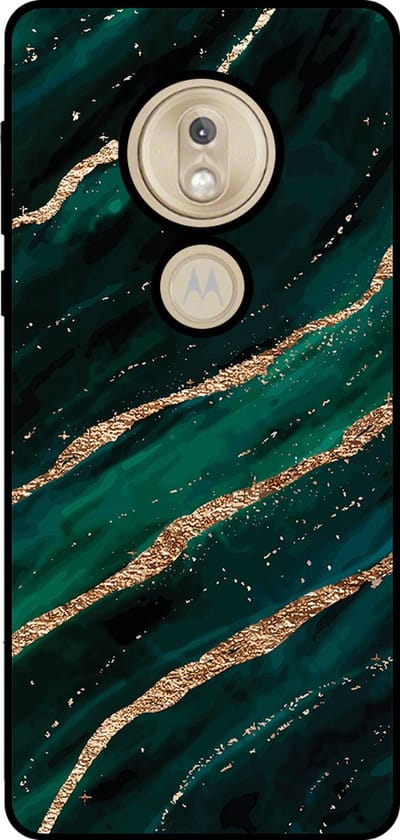 Smartphonica Telefoonhoesje Geschikt voor Motorola Moto G7 Play met marmer opdruk - TPU backcover case marble design - Groen Goud geschikt voor Motorola Moto G7 Play