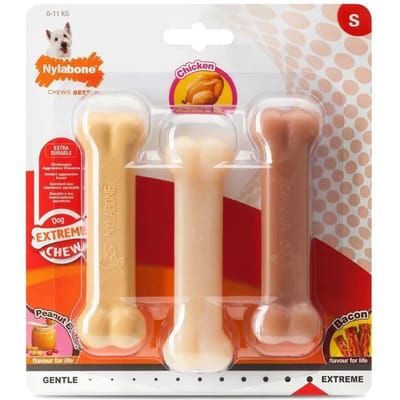 Set van 3 hondenspeeltjes Nylabone Extreme Chew - 1 Extreme Chew - Peanut Butter / 1 Extreme Chew - Original S