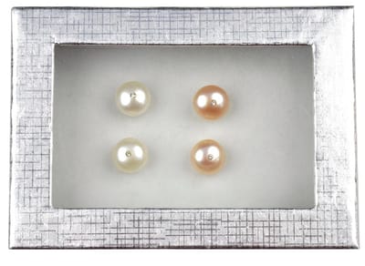 Zoetwater parel oorbellen cadeau set Mea Bling W-Pe - oorknoppen - echte parels - wit - zalm - stras steentje - geschenkverpakking - parel oorbellen dames - parel oorknopjes
