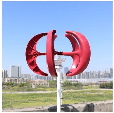 Verticale Windturbine - Kleine Windmolen - Gratis Energie Opwekken - Geluidsarme Startrotatie - 2000W 48V - Rood