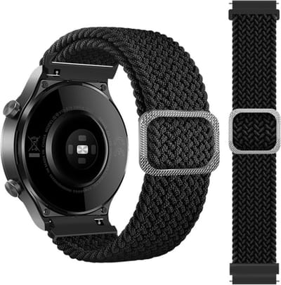 Nylon bandje - geschikt voor Samsung Galaxy Watch 7 / Watch FE / Watch 6 / Watch 6 Classic / Watch 5 / Watch 5 Pro / Watch 4 / Watch 4 Classic / Watch 3 41 mm / Watch 42 mm / Active / Active 2 - zwart