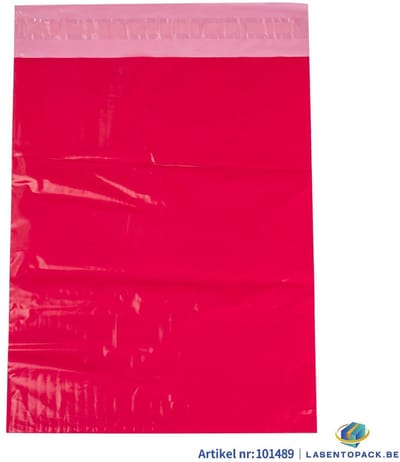 100x Verzendzakken kleur donker rose plastic 250 x 350 mm - 50 micron COEX - Triman - Zelfklevende Plakstrip - Ondoorzichtig - Wit/Zwart - Kledingzakken - 100% Recyclebaar - Waterafstotend - Voor Kleding en Webshop - Verzendenveloppen