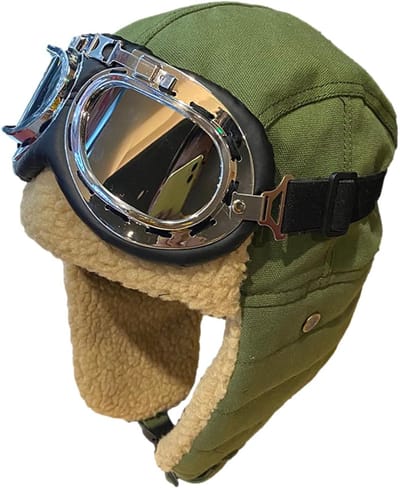 KZQ Unisex Pilot Wintermuts Met Oorkleppen En Skibril Voor Motorrijden Skiën En Jagen Warme Buiten Hoofddeksel Militair Groen Winddichte Geïsoleerde Trappermuts Voor Koud Weer