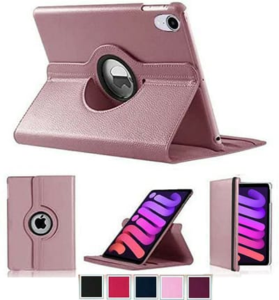 Tablet Hoes geschikt voor iPad Mini 7 (A17 Pro 2024) hoes 360° draaibare Bookcase - Rose Goud