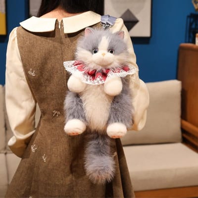 Schattige Ragdoll Kat Rugzakken Knuffeldier Poedel Tas Meisjes Schoudertassen Pluche Student Schooltassen Rugzak Kittens Speelgoed voor Jongen about 45-50cm