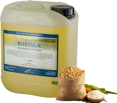 Rijstolie 5 liter - 100% natuurlijk en koud geperst - goed voor huid, haar en lichaam