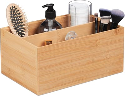 Stapelbare bamboe opbergdoos met 2 vakken - Robuust en decoratief 14 x 30 x 20 cm