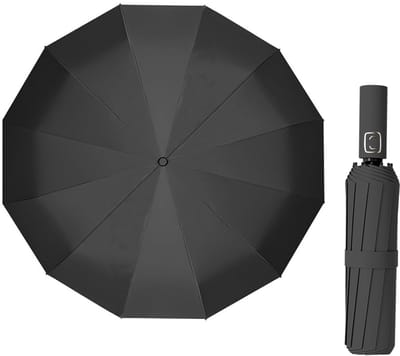 Parasol - Opvouwbare stormparaplu - Grote paraplu - Uitvouwen 105CM - 24 baleinen automatisch uitklappende opvouwbare grote paraplu - Stormparaplu Opvouwbaar - Stormbestendig tot 100km/u - Zwart